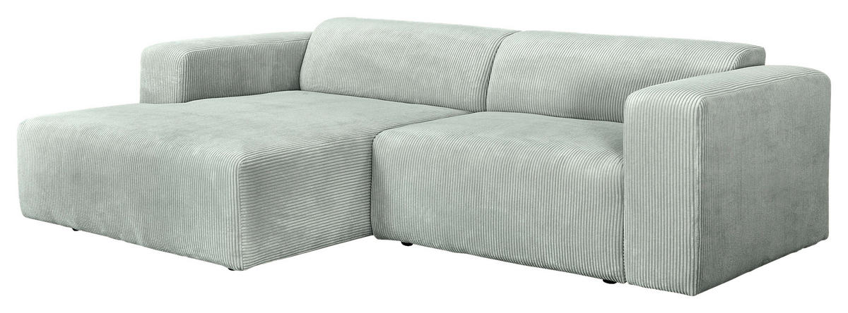 ECKSOFA BASMA in Cord Grau  175/298 cm  - Schwarz/Grau, Design, Kunststoff/Textil (175/298cm) - P & B