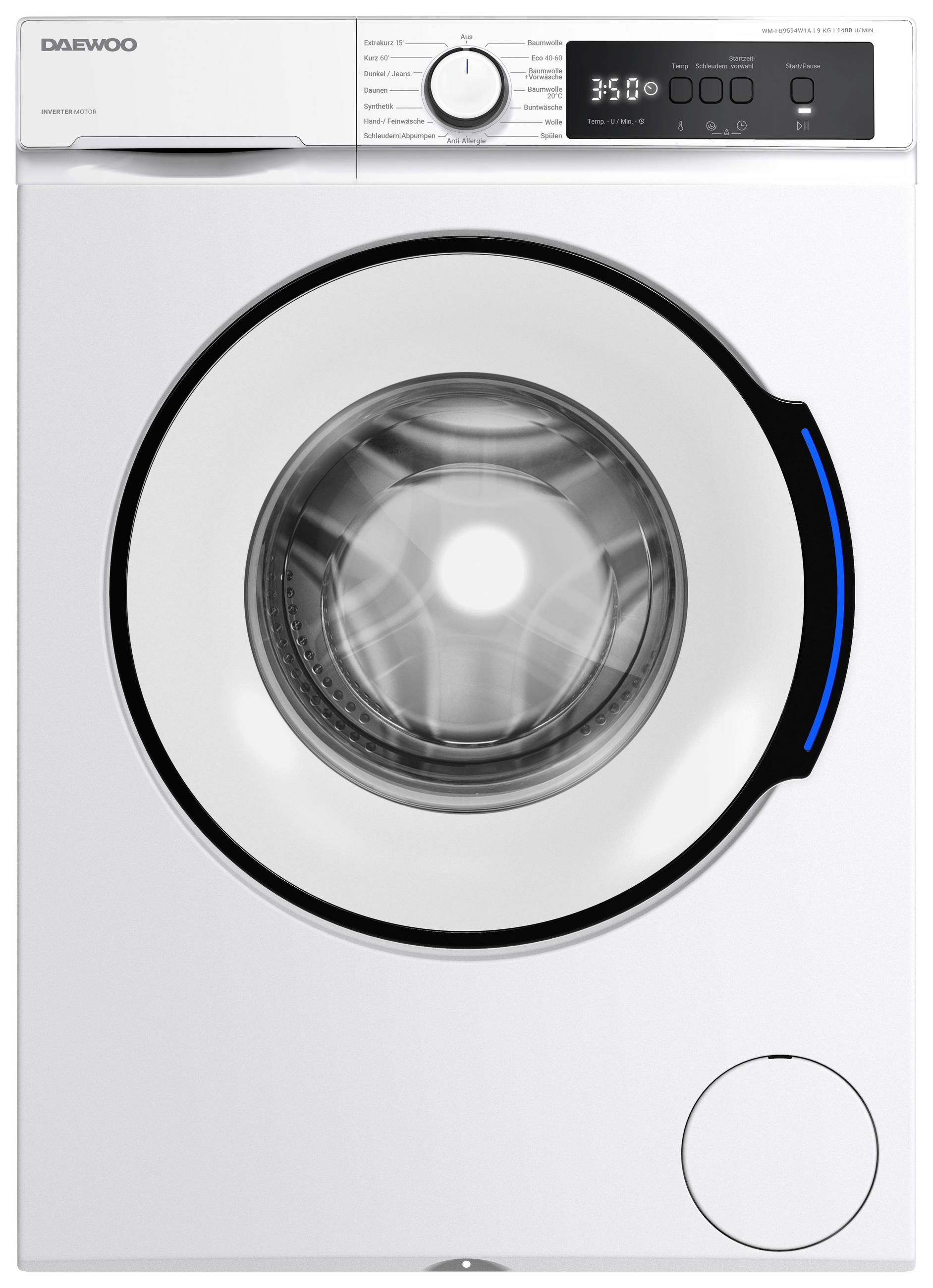 WASCHMASCHINE WM-FB9594W1A-DE  - Weiß, Basics, Glas/Kunststoff (59,7/84,5/58,2cm) - Daewoo