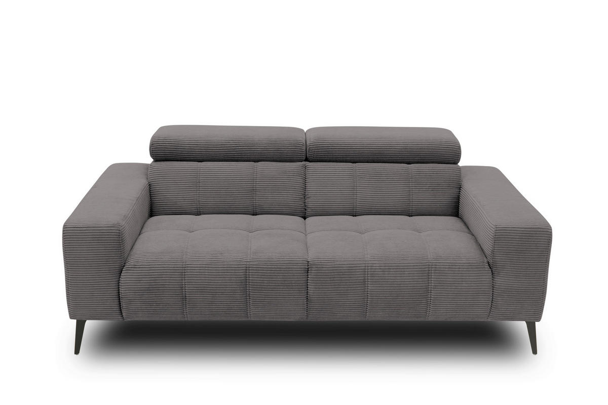 2-SITZER-SOFA TRENTO Mikrofaser Grau  - Dunkelgrau/Schwarz, MODERN, Textil/Metall (208/79/104cm) - MID.YOU