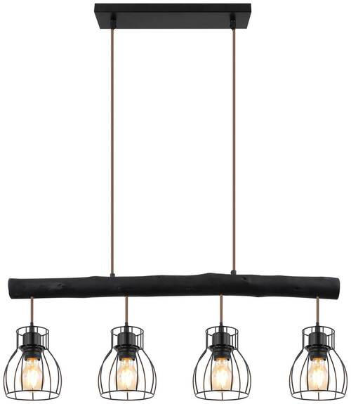 HÄNGELEUCHTE 82,5/13,60/140 cm   - Schwarz, Basics, Holz/Metall (82,5/13,60/140cm) - Globo
