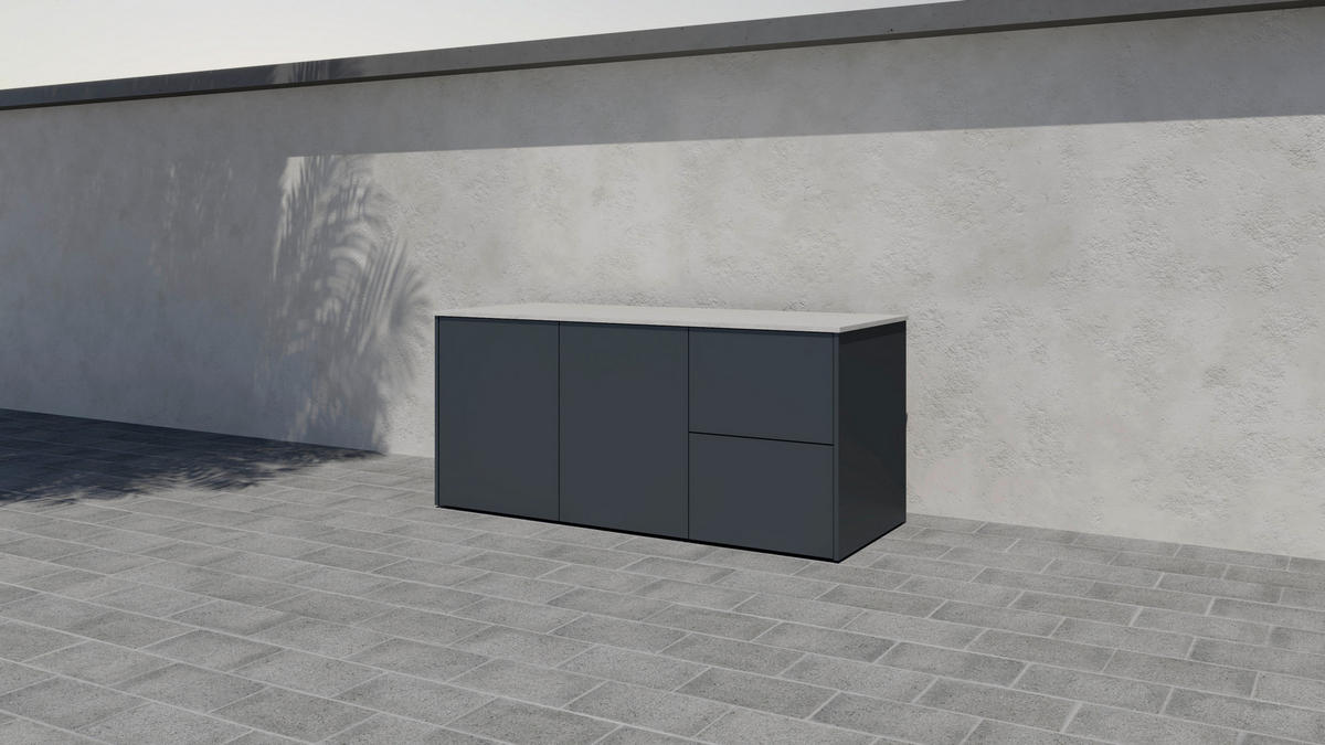 OUTDOORKÜCHE  - Sandfarben/Anthrazit, Basics, Keramik/Metall (198/92,5-98,5/63,3cm) - Dieter Knoll