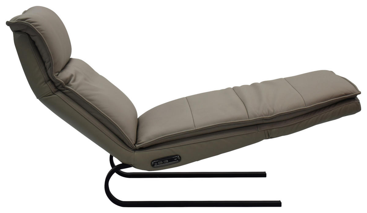 RELAXLIEGE Lederlook Kombination Echtleder/Lederlook Grau  - Schwarz/Grau, Design, Leder/Holz (69/108-86/130-174cm) - Lomoco