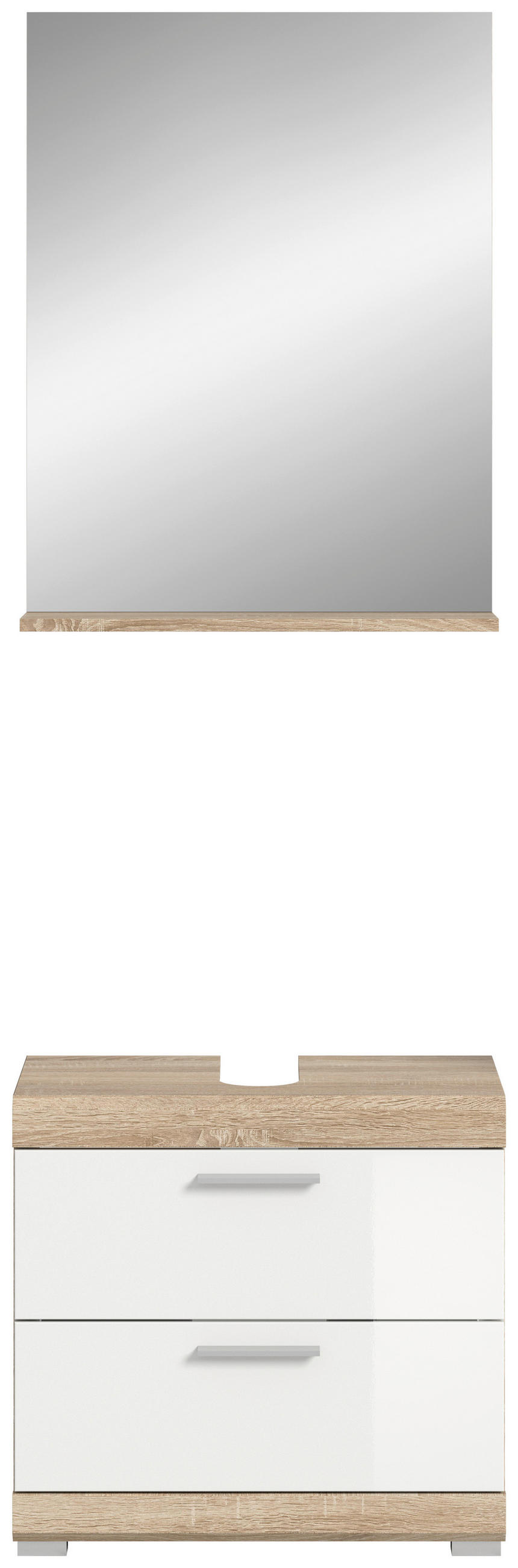 BADEZIMMER 2-teilig  in 60 cm  - Weiß Hochglanz/Silberfarben, MODERN, Glas/Holzwerkstoff (60cm) - MID.YOU