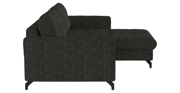 ECKSOFA in Flachgewebe, Leinenoptik Dunkelgrün  - Dunkelgrün/Schwarz, Design, Textil/Metall (242/170cm) - Xora