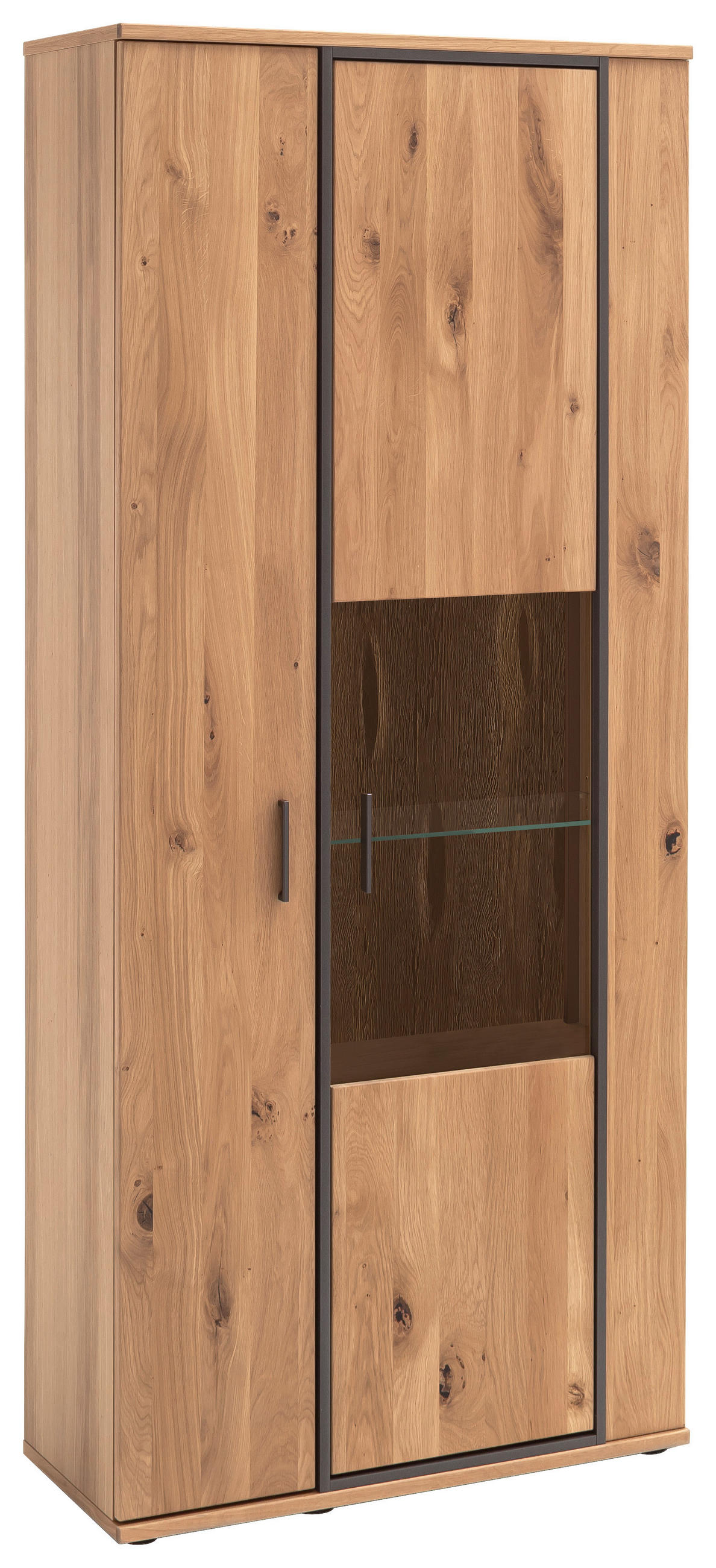 VITRINE in furniert, massiv Asteiche Eichefarben, Anthrazit  - Eichefarben/Anthrazit, KONVENTIONELL, Glas/Holz (90/209/37cm) - Landscape