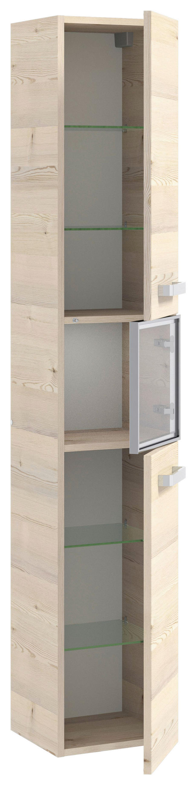VISOKA OMARA 30/172/30,9 cm  - barve kroma/barve hrasta, Konvencionalno, steklo/leseni material (30/172/30,9cm) - Sadena