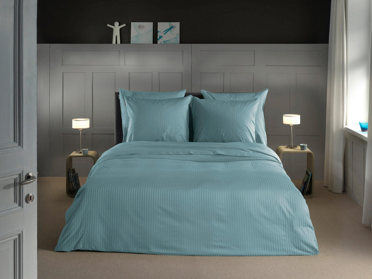BETTWÄSCHE Banda Makosatin 155/220 cm  - Blau, Basics, Textil (155/220cm)