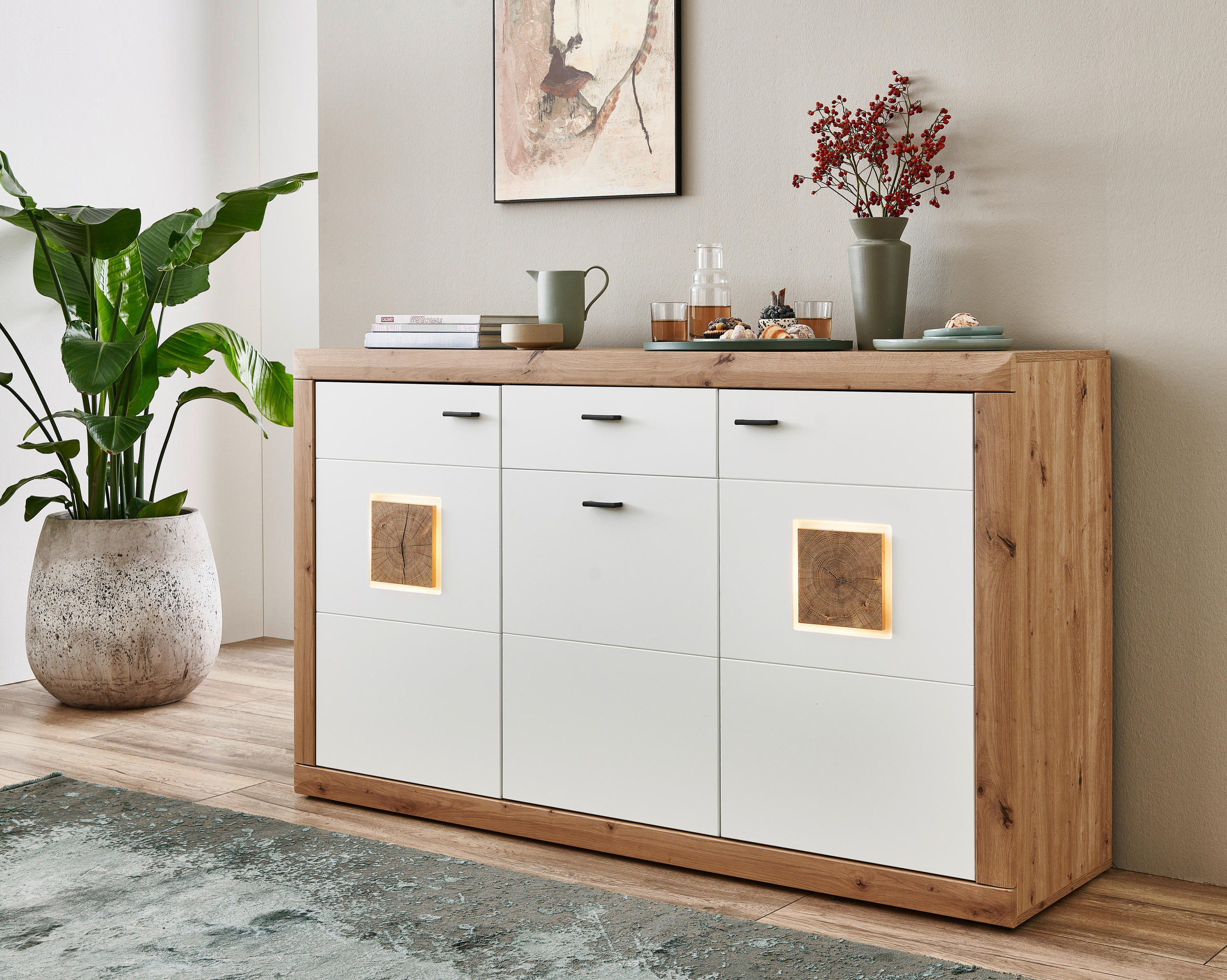 SIDEBOARD  in 162,8/94,3/43,7 cm  - Anthrazit/Weiß, KONVENTIONELL, Holzwerkstoff/Kunststoff (162,8/94,3/43,7cm) - Stylife
