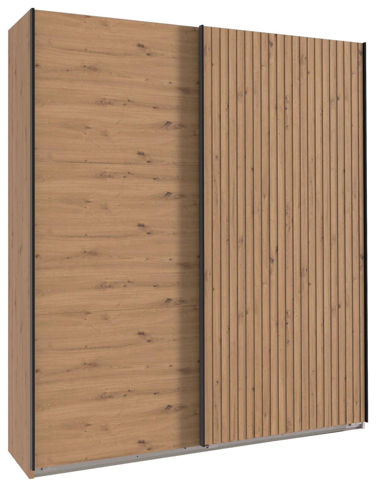 SKRIŇA S POS. DVER. – HOR.VED, dub artisan, 200/216/65 cm - čierna/dub artisan, Modern, kov/kompozitné drevo (200/216/65cm) - MID.YOU