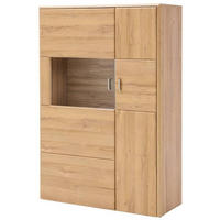 HIGHBOARD Eichefarben  94/139/39 cm  - Eichefarben/Silberfarben, Konventionell, Glas/Holzwerkstoff (94/139/39cm) - Cantus