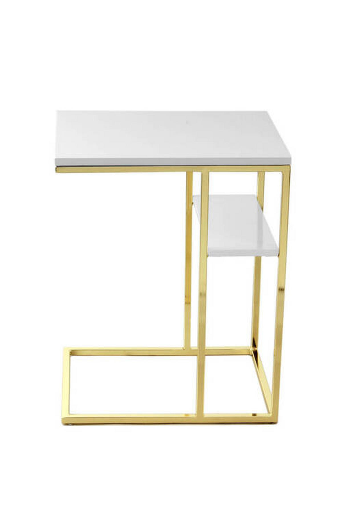 BEISTELLTISCH in Metall 48/35/62 cm  - Weiss/Goldfarben, Modern, Metall (48/35/62cm) - Kayoom