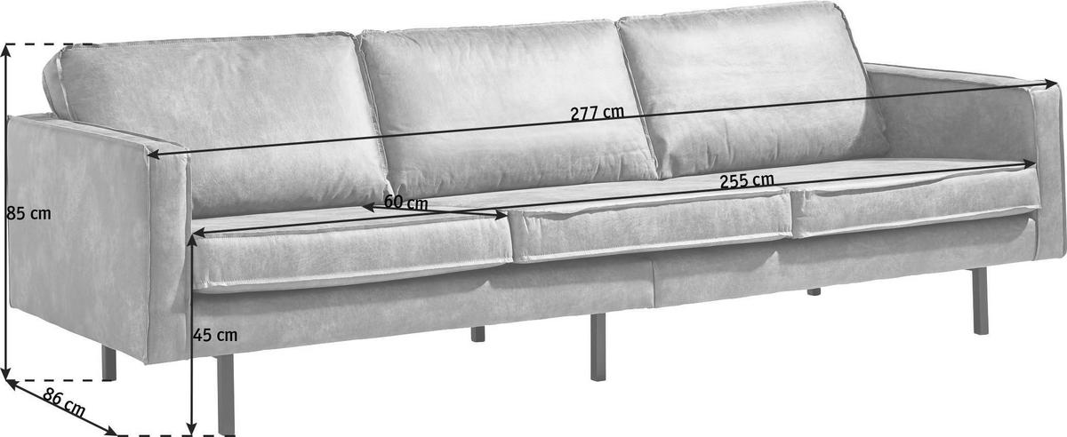 3-SITZER-SOFA  in Mikrofaser Kombination Echtleder/Stoff Cognac  - Cognac/Schwarz, Design, Leder/Textil (277/85/86cm) - Ambia Home