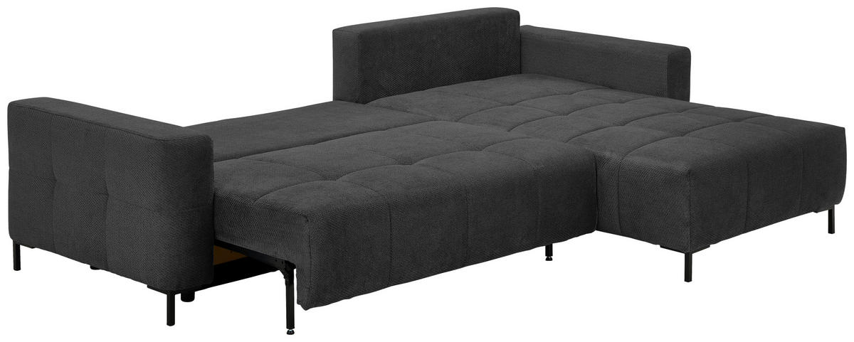 ECKSOFA Dunkelgrau Webstoff  - Dunkelgrau/Schwarz, KONVENTIONELL, Textil/Metall (292/192cm) - Carryhome