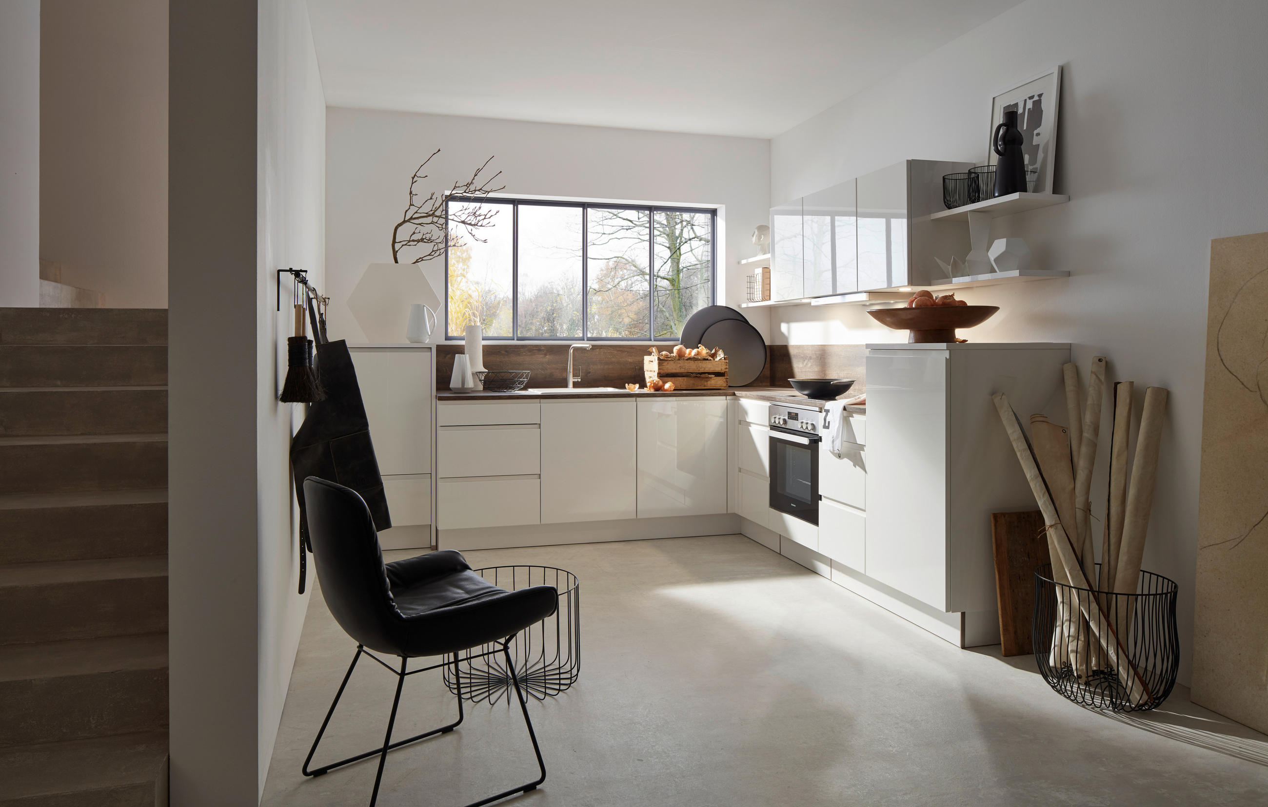 BUCĂTĂRIE LA COMANDĂ   - alb/gri, Design, material pe bază de lemn - Dieter Knoll