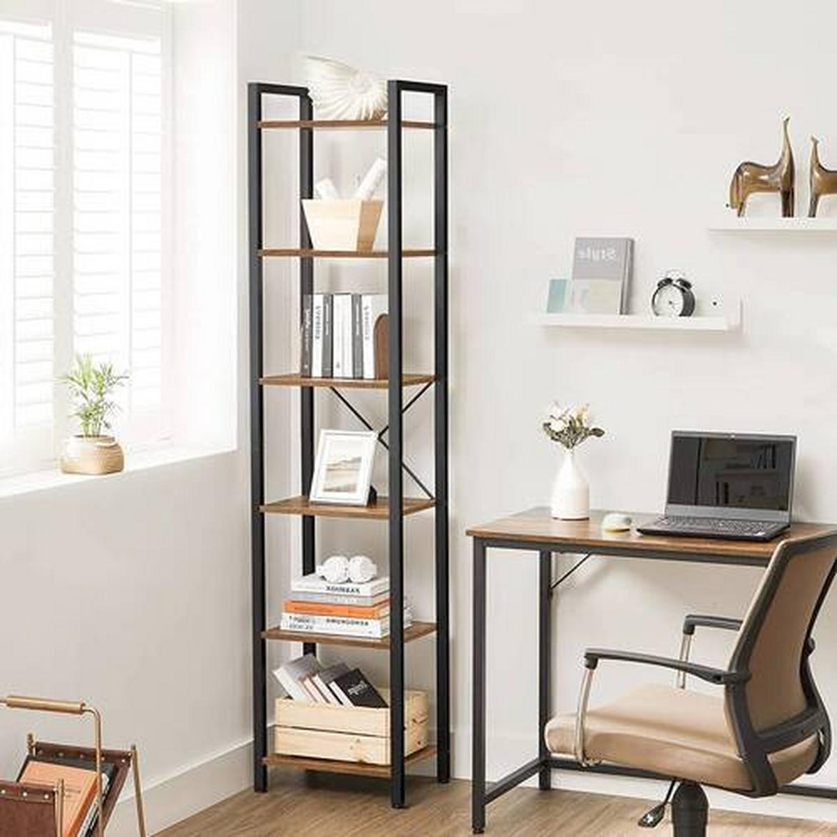 BÜCHERWAND Braun, Schwarz  - Schwarz/Braun, Basics, Holzwerkstoff/Metall (40/187,5/30cm) - Boxxx