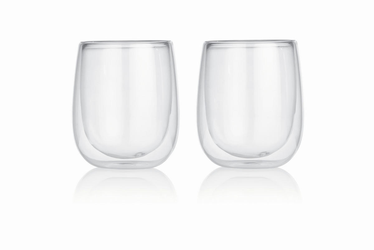 Cappuccinothermogläser 2er set  2-teilig  - Transparent, Basics, Glas (7,5/4,5/9cm) - GOURMETMAXX
