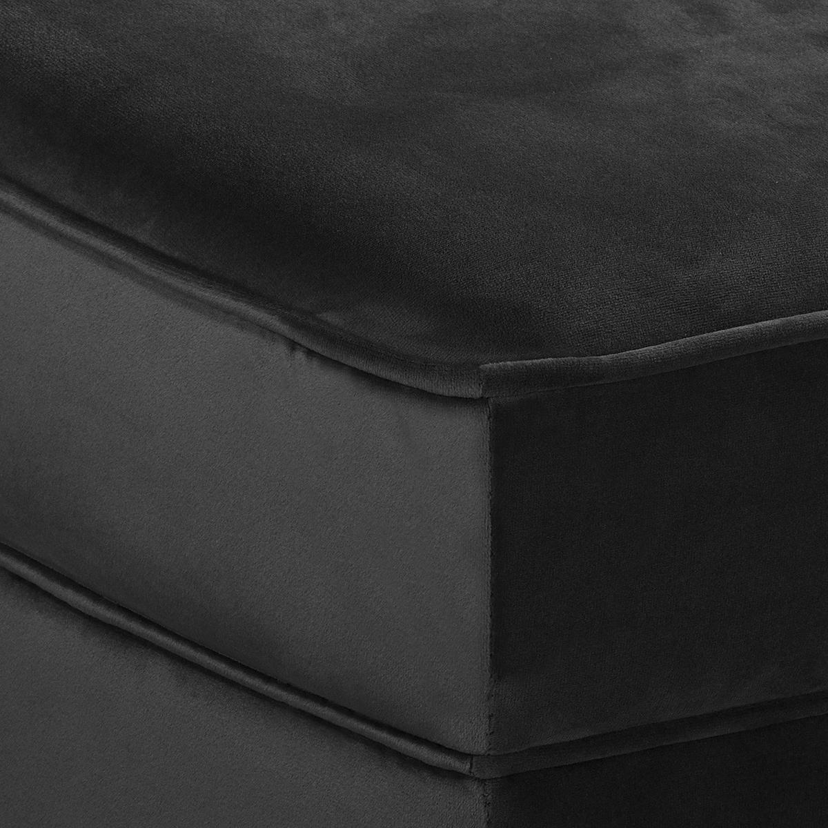 RÉCAMIERE Samt Schwarz  - Schwarz/Braun, Design, Holz/Textil (185/93/75cm) - Livetastic