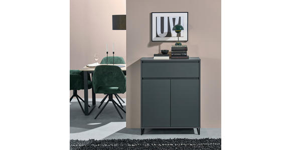 KOMMODE  in 80/103/38 cm  - Anthrazit/Schwarz, KONVENTIONELL, Holzwerkstoff/Metall (80/103/38cm) - Carryhome