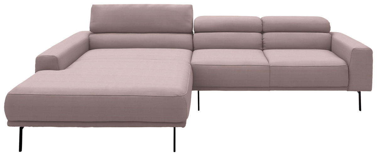 ECKSOFA Cord Rosa  - Schwarz/Rosa, Design, Textil/Metall (215-217/293cm) - Schöner Wohnen