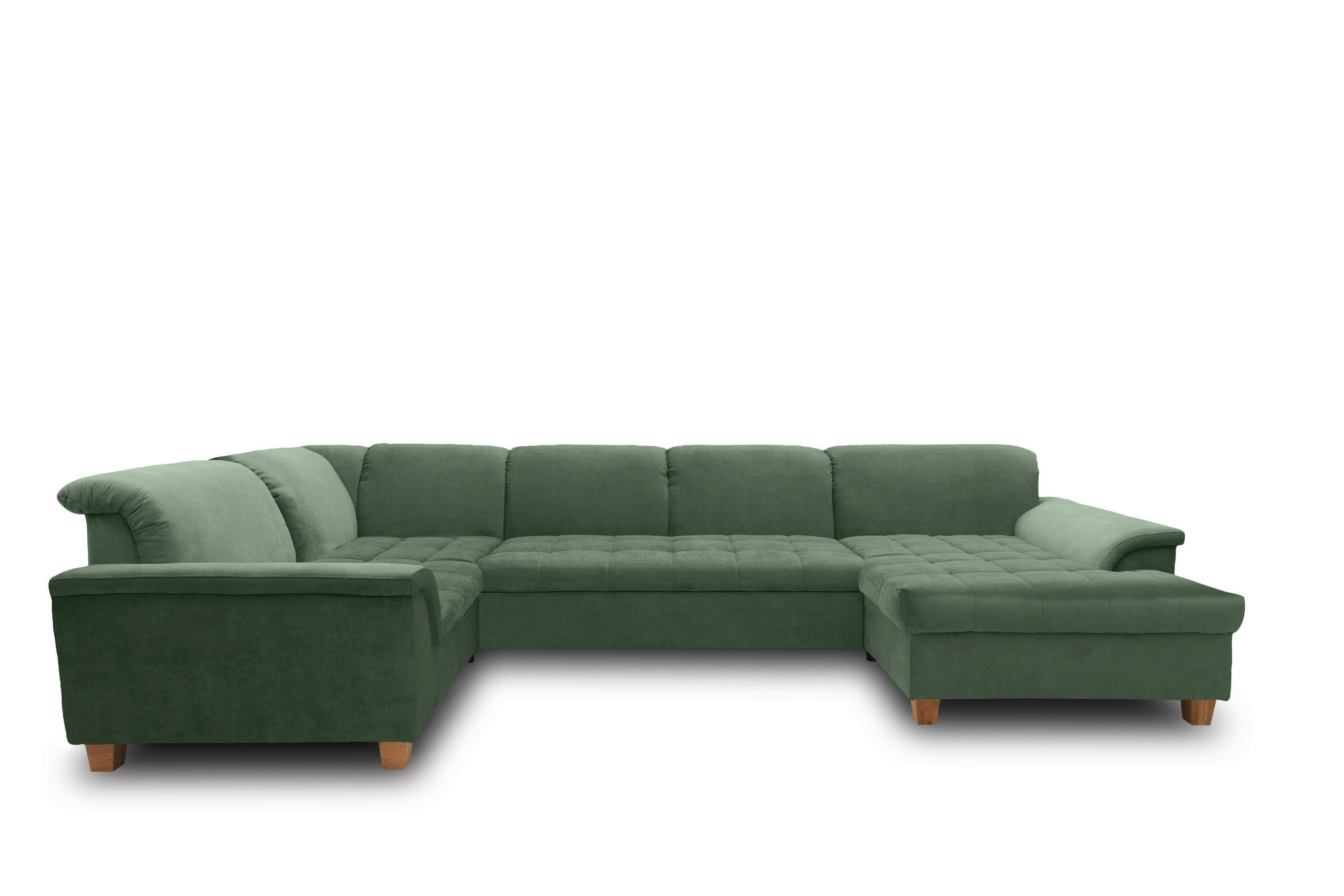 WOHNLANDSCHAFT Grün Mikrofaser  - Eichefarben/Grün, KONVENTIONELL, Holz/Textil (206/344/162cm) - MID.YOU