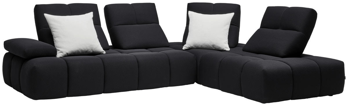ECKSOFA in Struktur Schwarz  - Schwarz, Design, Kunststoff/Textil (313/233cm) - Emilio Belluti