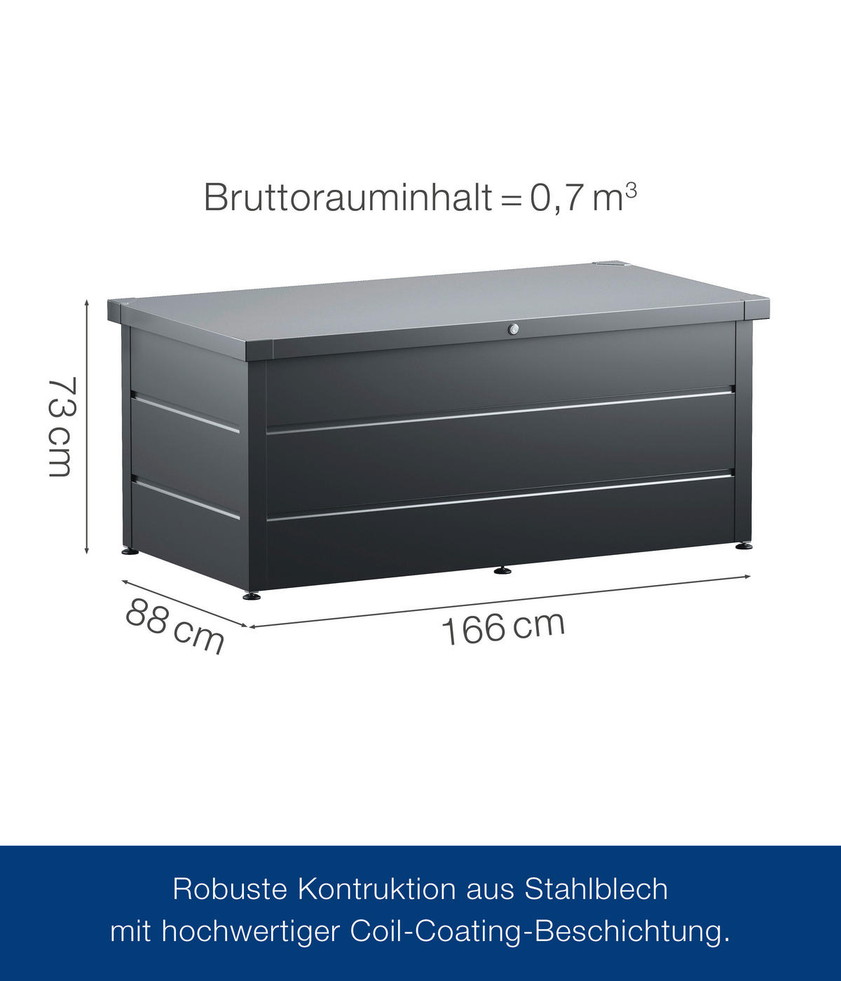 KISSENBOX 166/72,5/87,5 cm  - Anthrazit, Basics, Metall (166/72,5/87,5cm)