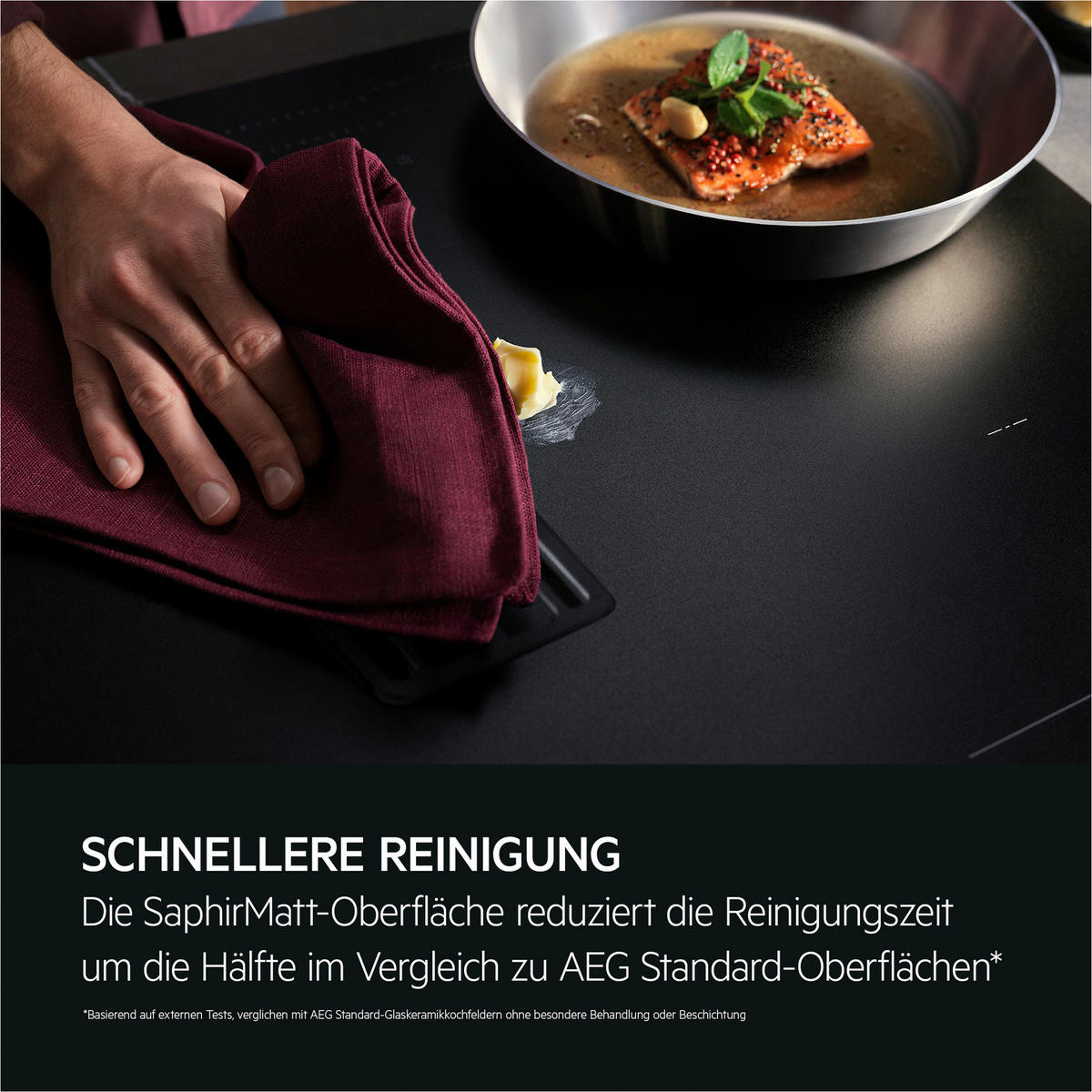 KOCHFELD-DUNSTABZUG-KOMBI XCD6847CS  - Schwarz, Basics, Glas (80/21,2/51,0cm) - AEG