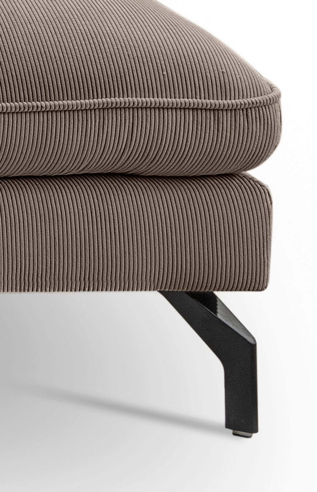 ECKSOFA TORONTO Beigebraun Cord  - Beigebraun/Schwarz, Basics, Textil/Metall (202/361cm) - MID.YOU