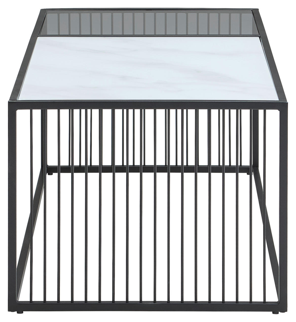 COUCHTISCH in Metall, Glas 110/55/42 cm  - Weiss/Schwarz, Design, Glas/Metall (110/55/42cm) - Livetastic