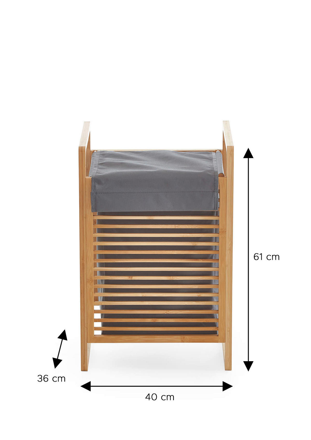 WÄSCHEKORB - Eichefarben/Grau, Design, Holzwerkstoff/Textil (31,8/75,5/60,6cm) - MID.YOU