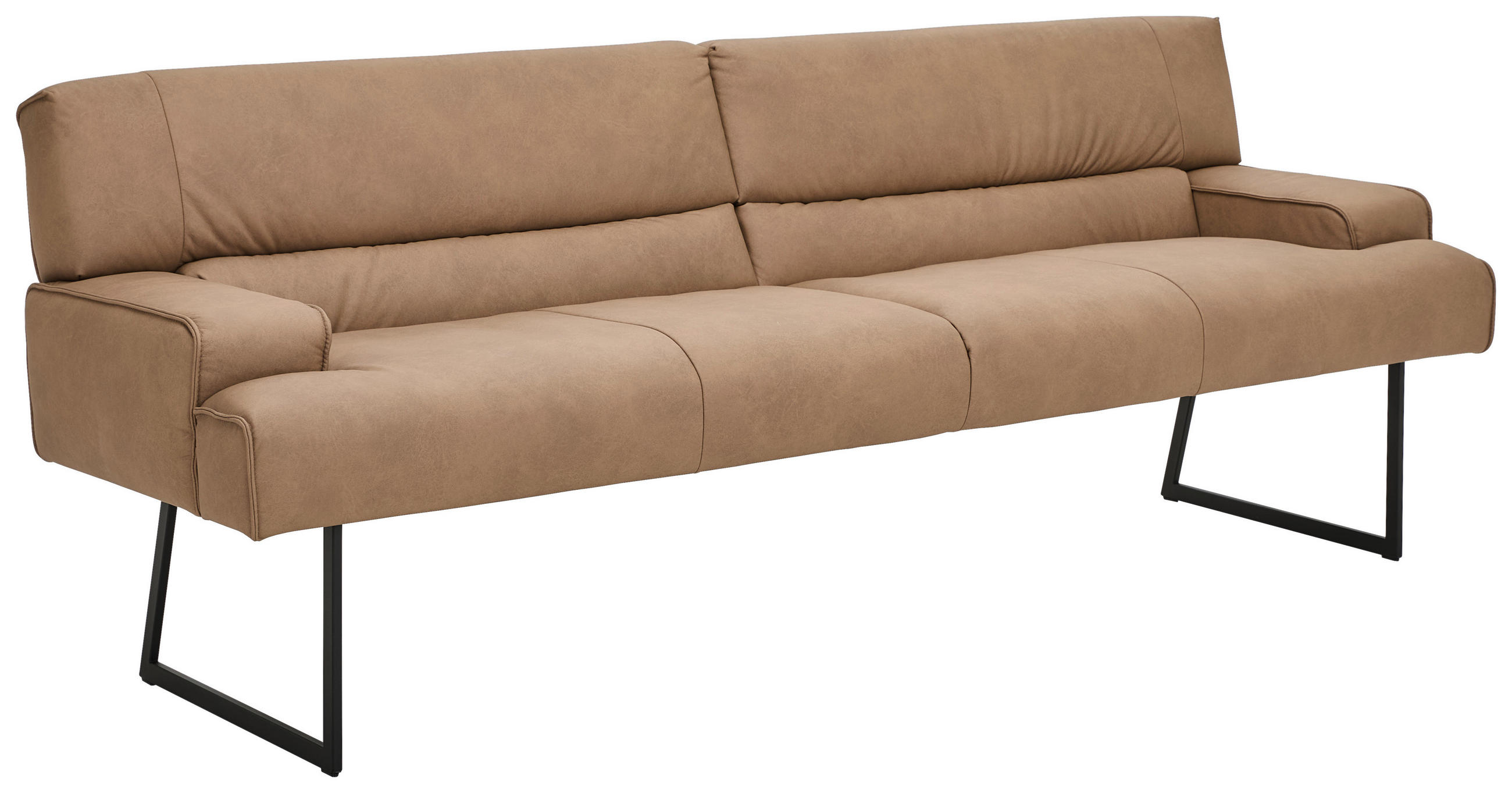 SITZBANK 238/90/75 cm Echtleder Braun  - Schwarz/Braun, Design, Leder/Metall (238/90/75cm) - Moderano