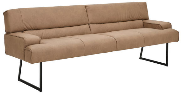 SITZBANK 238/90/75 cm Echtleder Braun  - Schwarz/Braun, Design, Leder/Metall (238/90/75cm) - Moderano