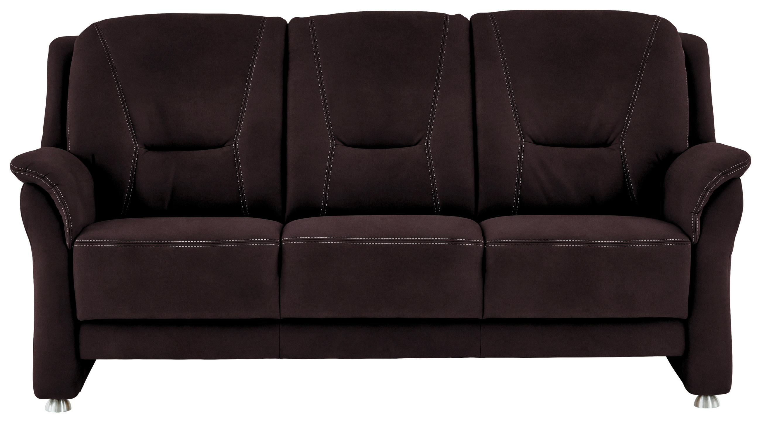 3-SITZER-SOFA in Mikrofaser Dunkelbraun  - Dunkelbraun/Beige, KONVENTIONELL, Textil/Metall (198/100/89cm) - Beldomo Comfort