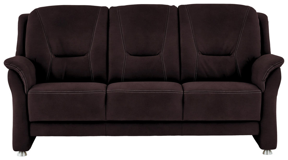 3-SITZER-SOFA in Mikrofaser Dunkelbraun  - Dunkelbraun/Beige, Konventionell, Textil/Metall (198/100/89cm) - Beldomo Comfort