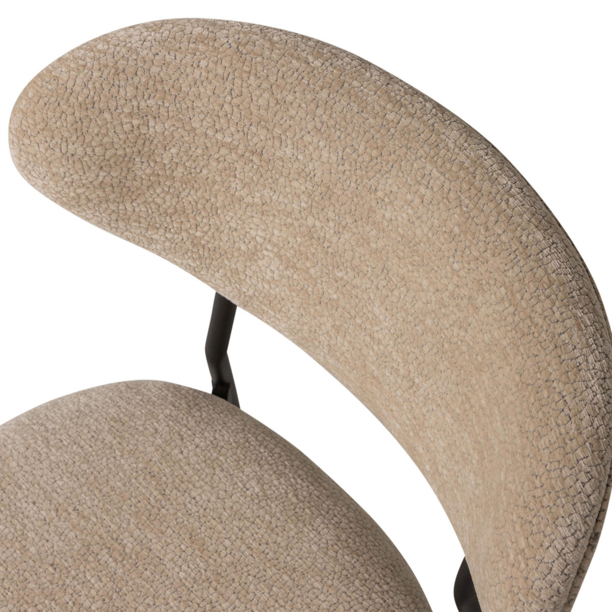 STUHL-SET 2 Stück  in Eisen Chenille  - Schwarz/Naturfarben, MODERN, Textil/Metall (47/79/53cm) - Livetastic