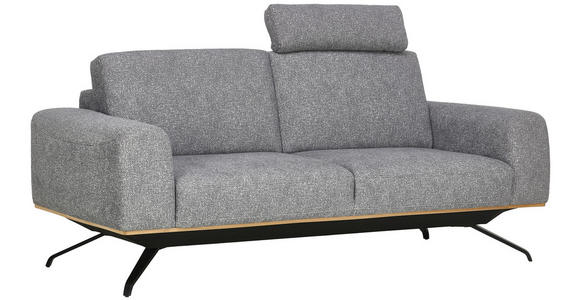 3-SITZER-SOFA Struktur Grau  - Schwarz/Grau, Design, Holz/Textil (196/85-104/95cm) - Novel