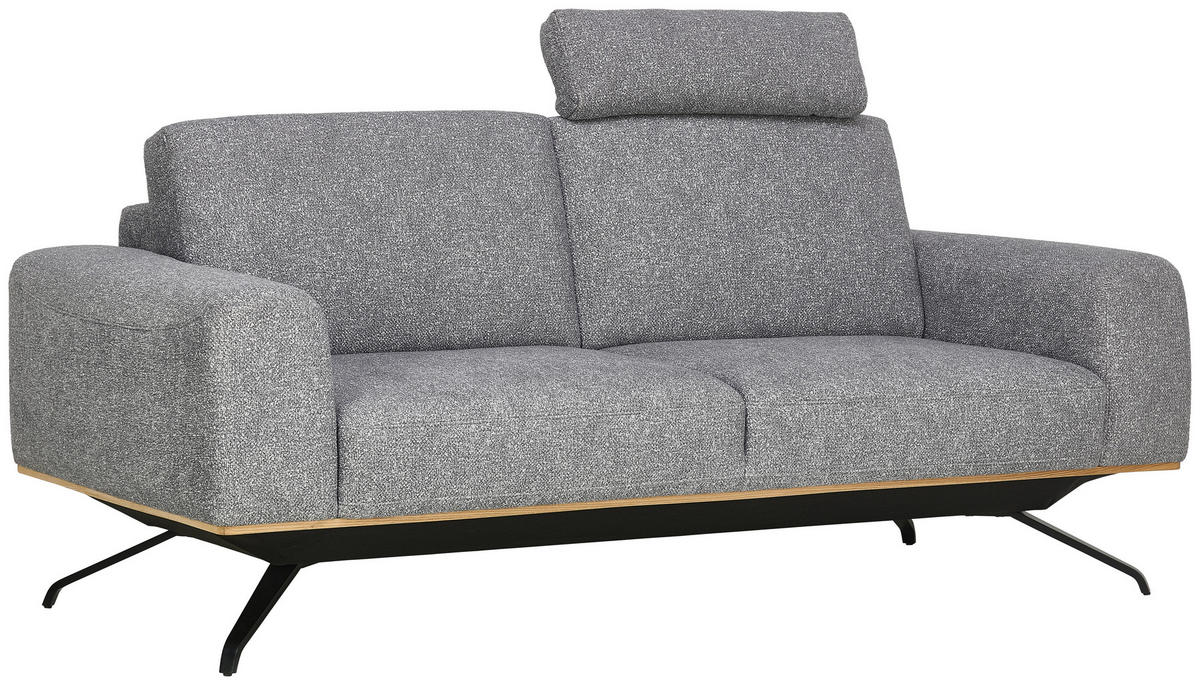 3-SITZER-SOFA Struktur Grau  - Schwarz/Grau, Design, Holz/Textil (196/85-104/95cm) - Novel