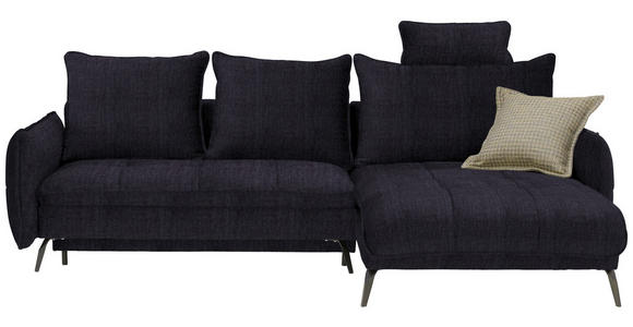 ECKSOFA in Flachgewebe Schwarz  - Schwarz, Design, Textil/Metall (273/180cm) - Hom`in