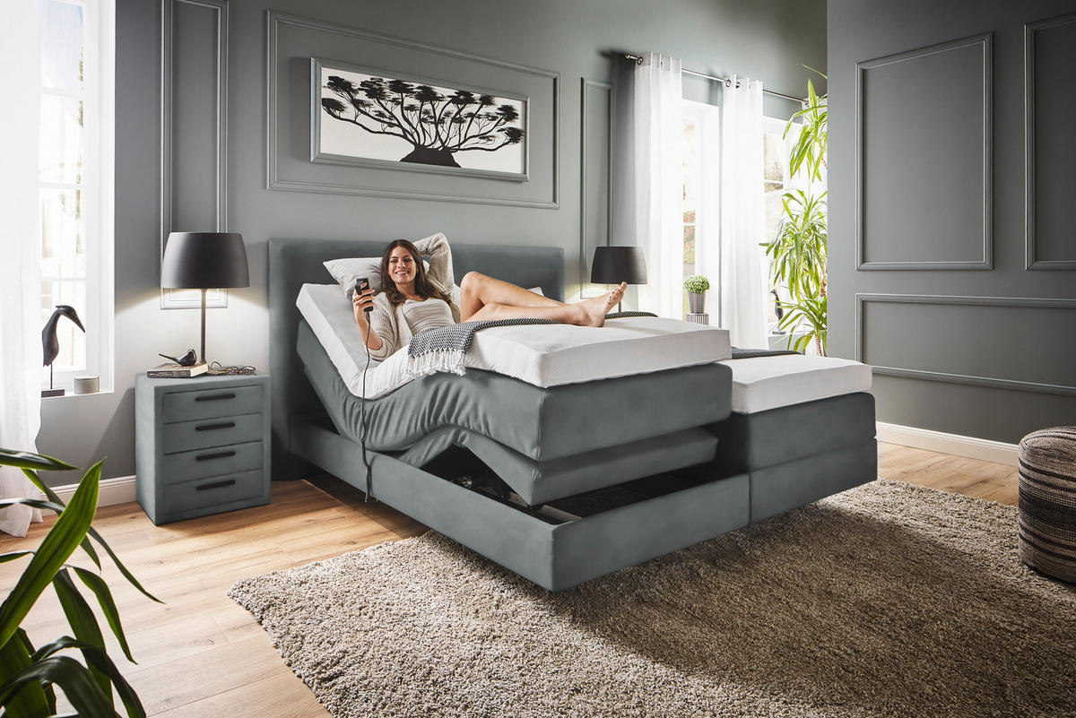 BOXSPRINGBETT 160/200 cm  in Anthrazit  - Anthrazit, Konventionell, Holz/Textil (160/200cm) - Dieter Knoll