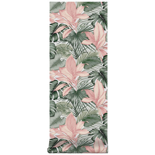 Xora Vliestapete Grün, Weiß, Pink 52x1000 cm