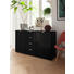 SIDEBOARD Schwarz - Chromfarben/Schwarz, Design, Glas/Holzwerkstoff (140/80/42cm) - SetOne by Musterring SIDEBOARD Schwarz - Chromfarben/Schwarz, Design, Glas/Holzwerkstoff (140/80/42cm) - SetOne by Musterring