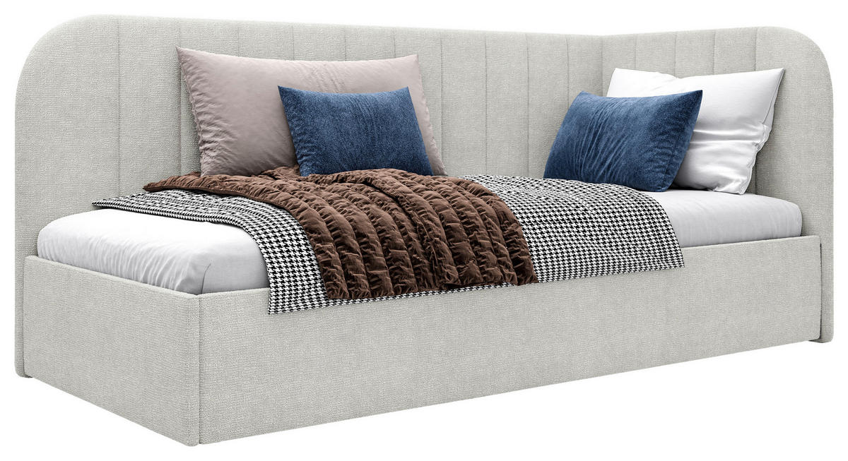 POLSTERBETT 90/200 cm, inkl. gepolstertes Kopfteil, Lattenrost, Bettkasten,  in Beige  - Beige/Schwarz, MODERN, Holz/Holzwerkstoff (90/200cm) - MID.YOU