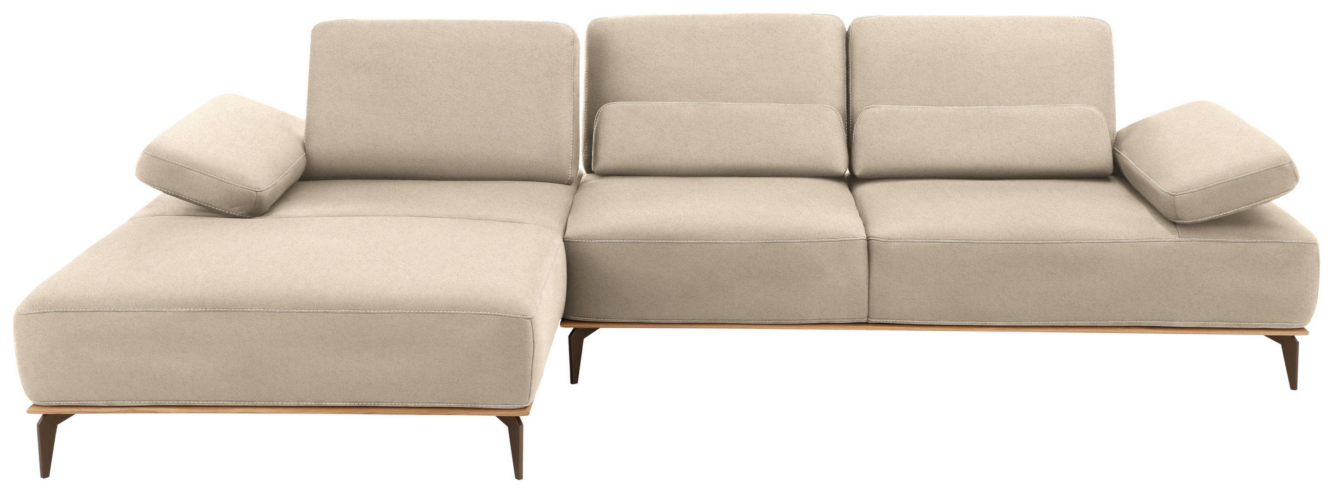 ECKSOFA in Mikrofaser Beige  176/298 cm  - Beige/Bronzefarben, Natur, Textil/Metall (176/298cm) - Valnatura