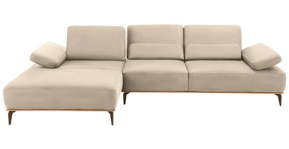ECKSOFA in Mikrofaser Beige  176/298 cm  - Beige/Bronzefarben, Natur, Textil/Metall (176/298cm) - Valnatura