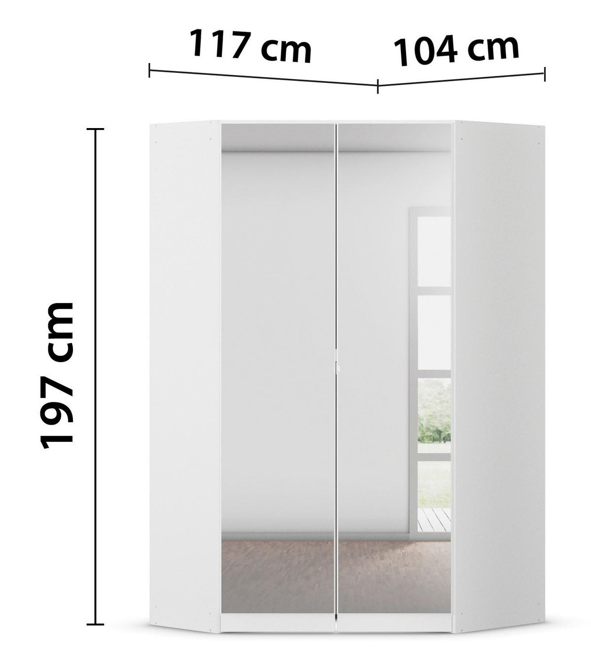 ECKKLEIDERSCHRANK 117/197/104 cm  - Chromfarben/Weiss, Modern, Holzwerkstoff (117/197/104cm) - Rauch Möbel