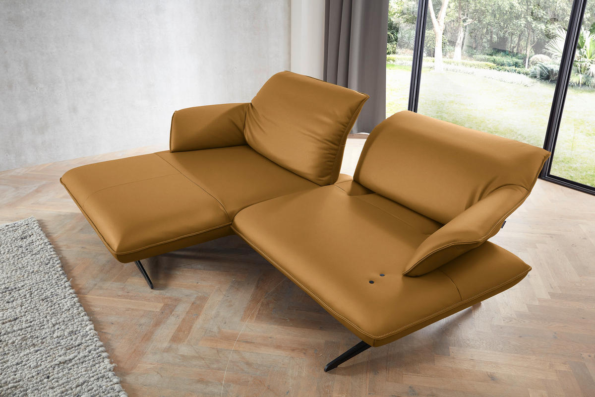 ECKSOFA in Echtleder Bernsteinfarben  - Beige/Bernsteinfarben, Design, Leder/Metall (169/252cm) - Koinor