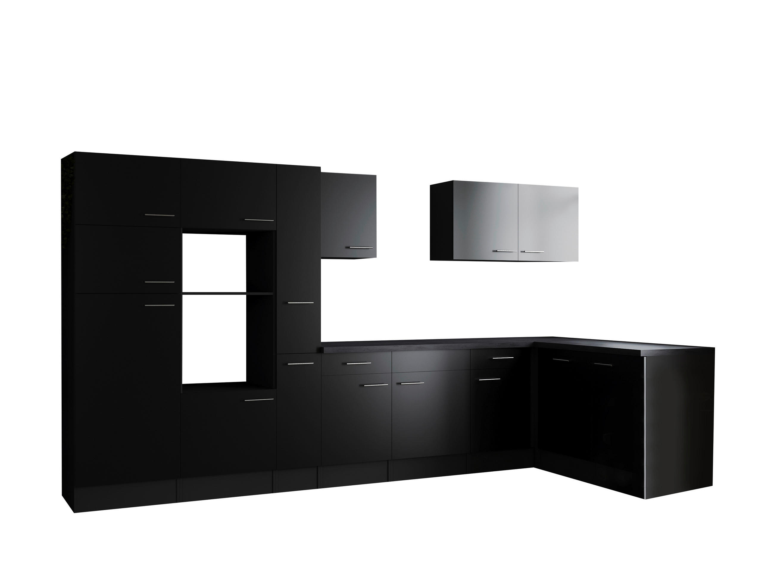 ECKKÜCHE 370/172 cm  in Grau, Schwarz  - Silberfarben/Schwarz, Design, Holzwerkstoff/Metall (370/172cm) - Respekta