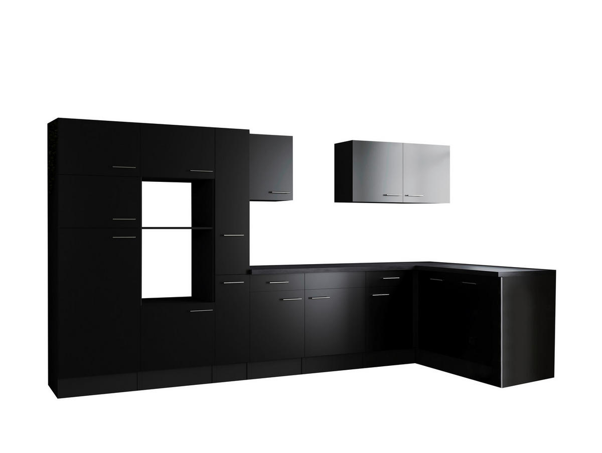 ECKKÜCHE 370/172 cm  in Grau, Schwarz  - Silberfarben/Schwarz, Design, Holzwerkstoff/Metall (370/172cm) - Respekta