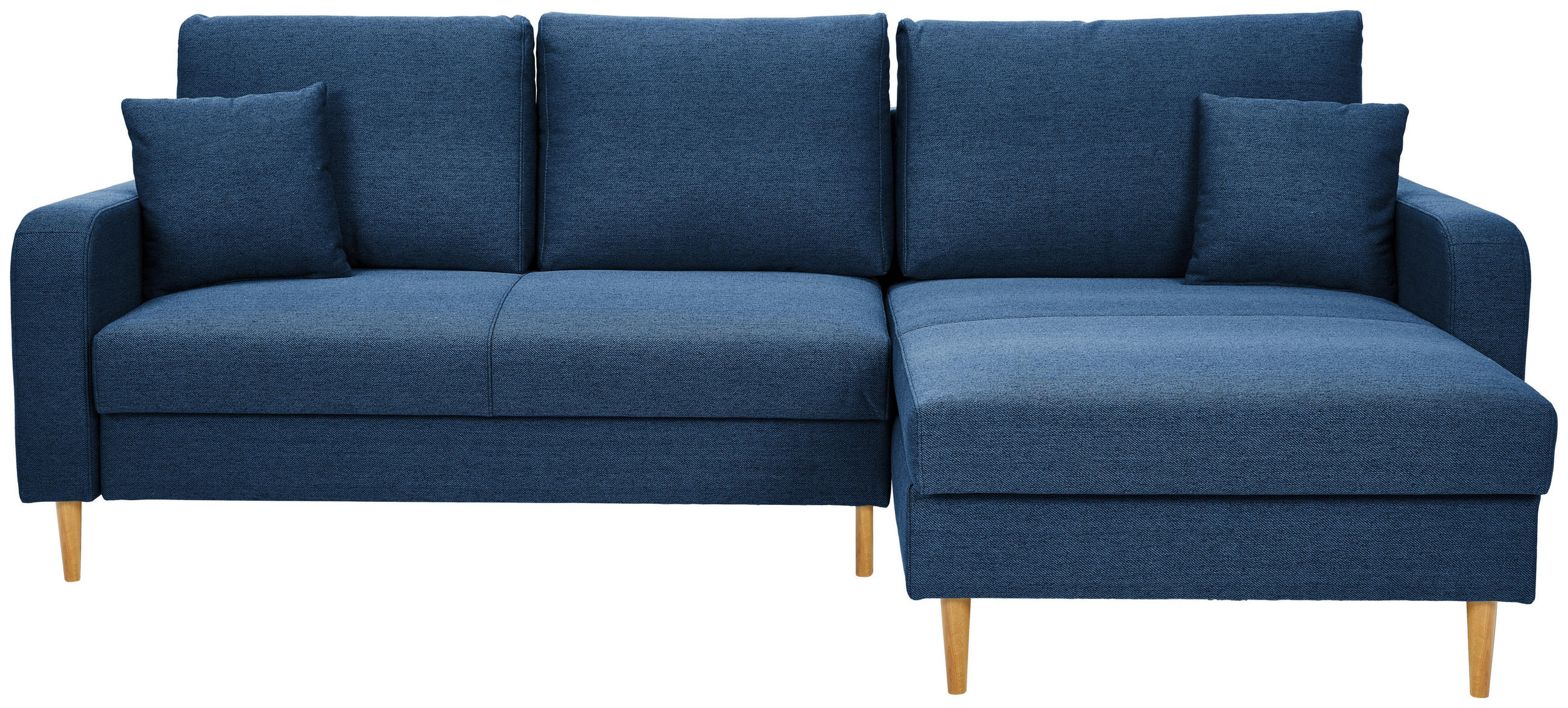 ECKSOFA in Flachgewebe Dunkelblau - Eiche Wotan/Dunkelblau, Konventionell, Holz/Textil (255/157cm) - Carryhome