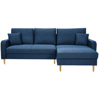 ECKSOFA in Flachgewebe Dunkelblau  - Eiche Wotan/Dunkelblau, KONVENTIONELL, Holz/Textil (255/157cm) - Carryhome